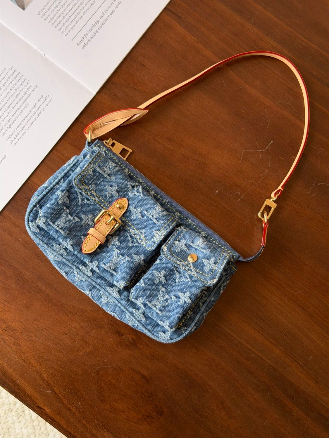 LOUIS VUITTON Baggy Nano Diane Pochette Accessoire Cargo Side Trunk MM Monogram Denim Handbags #381842