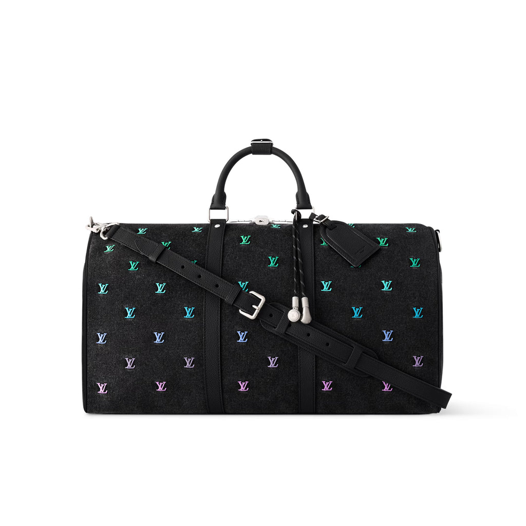 Louis Vuitton Keepall Bandoulière 50 Men's Letter Embroidery Colourful Printing Solid Colour Detachable Adjustable Shoulder Strap Denim Shoulder Slant Tote Bag Bags #76751