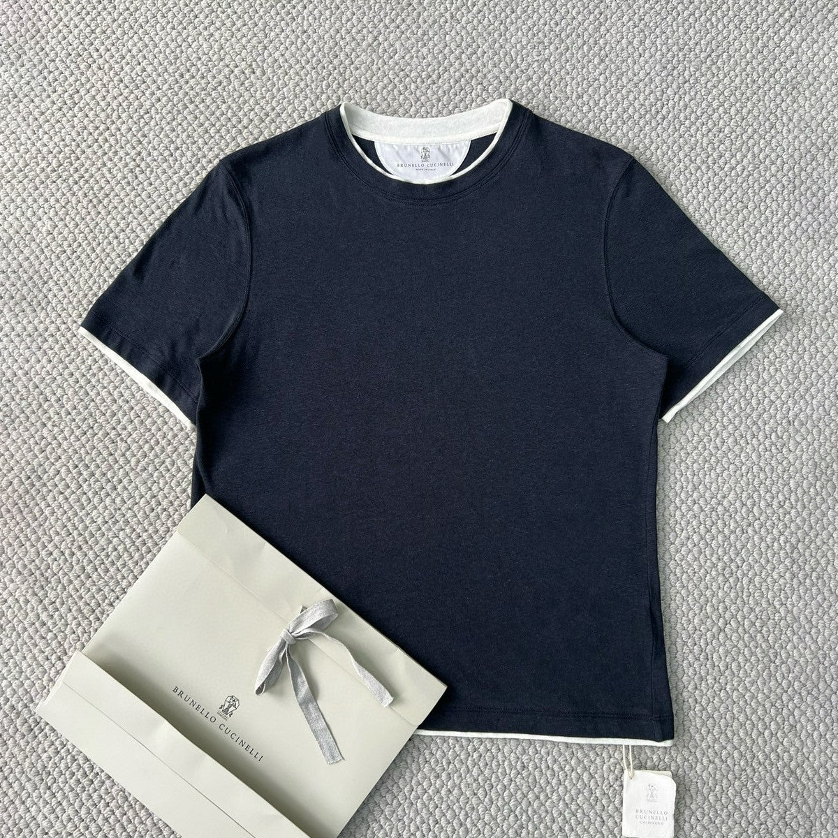 Brunello Cucinelli Men's Summer Solid Color Round Neck Cotton Short Sleeve T-Shirt #76657