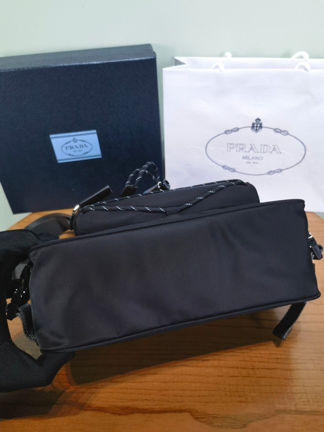 PRADA Black Prada Speedrock Re-nylon Leather Shoulder Bag #334216