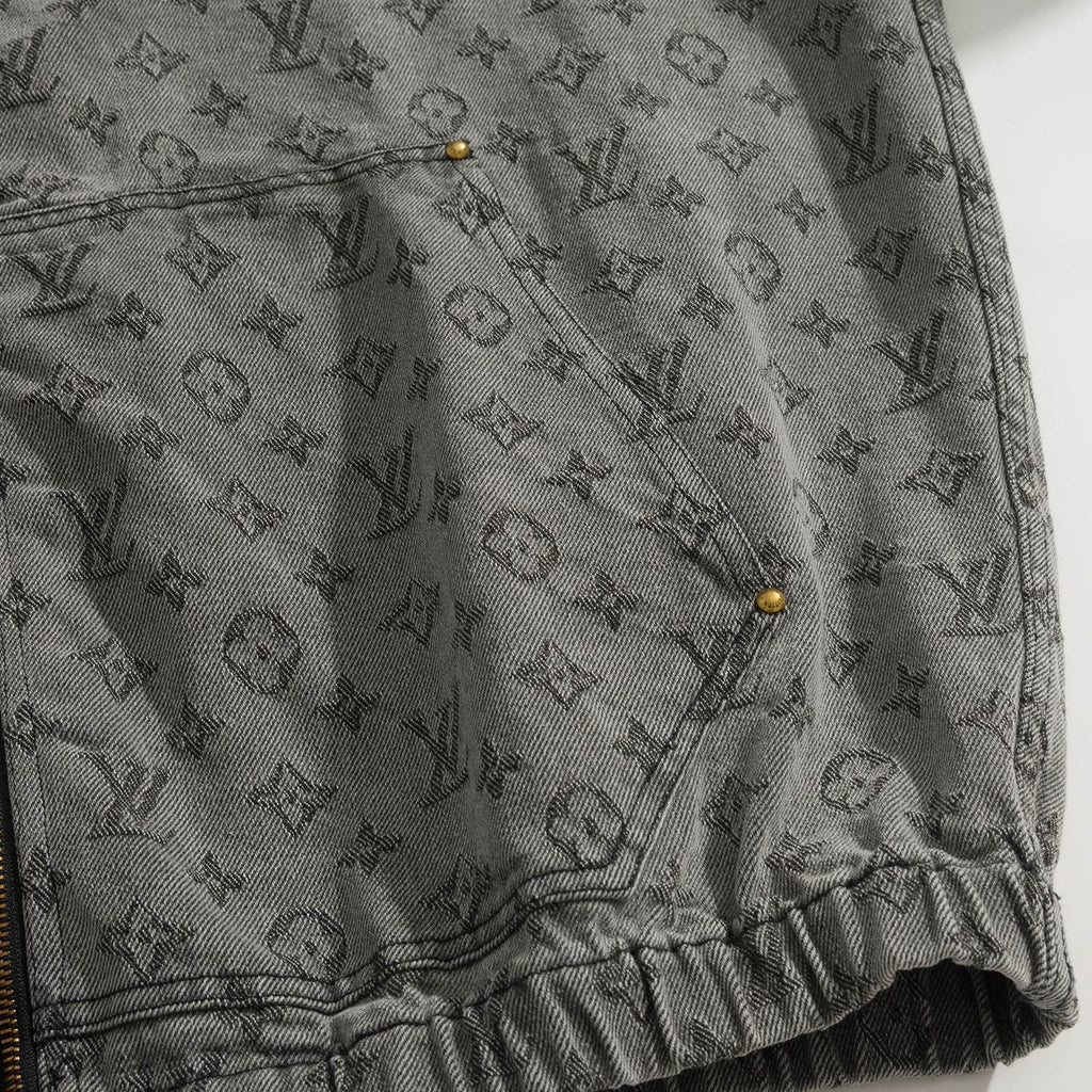 Louis Vuitton Men's And Women's Spring/autumn Fashion Casual Classic Printed Hooded Zipper Denim Jacket #78417