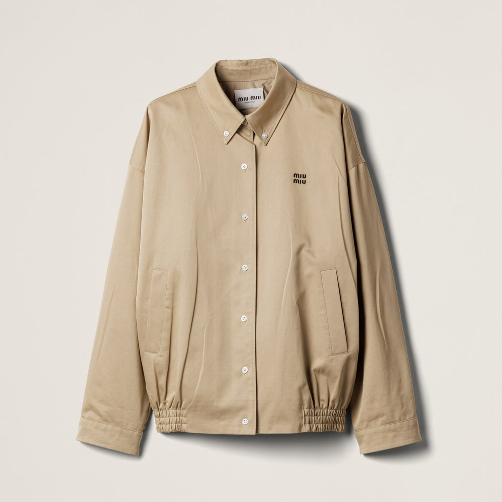 MiuMiu Men's Women's Spring & Autumn Twill Cotton Logo Embroidery Solid Color Single Breasted Long Sleeve Jacket Coat #81282