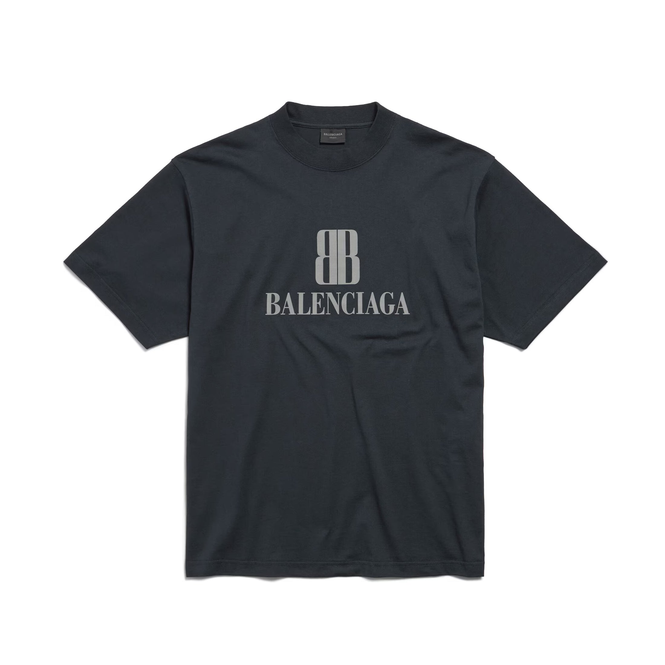 Balenciaga Men's Summer Solid Color Letter Print Round Neck Cotton Short Sleeve T-Shirt #77337