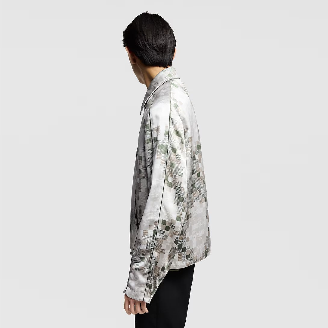 Louis Vuitton ï»?Men's Spring Graphic Coach Jacket Jacquard Drawstring Hem Long Sleeve Single Breasted Coat #71876