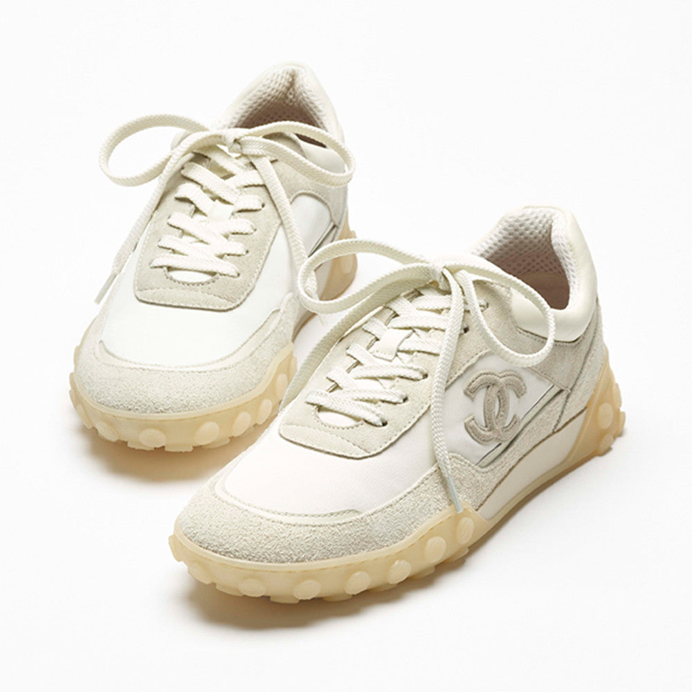 CHANEL Sneakers Mixed Fibers Suede Calfskin Calfskin #380548