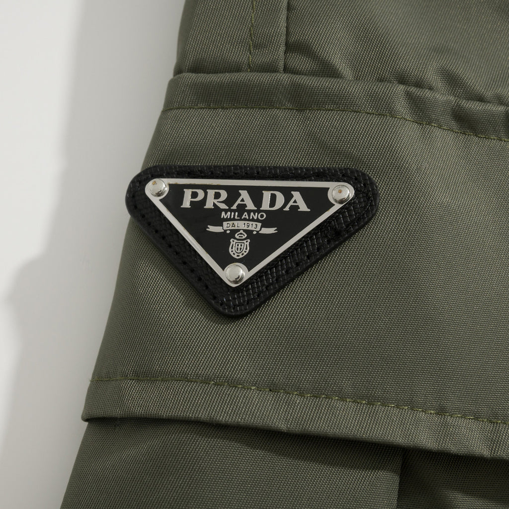 Prada Men's Summer Nylon Multi-Pocket Elastic Waist Solid Color Casual Work Shorts #81195