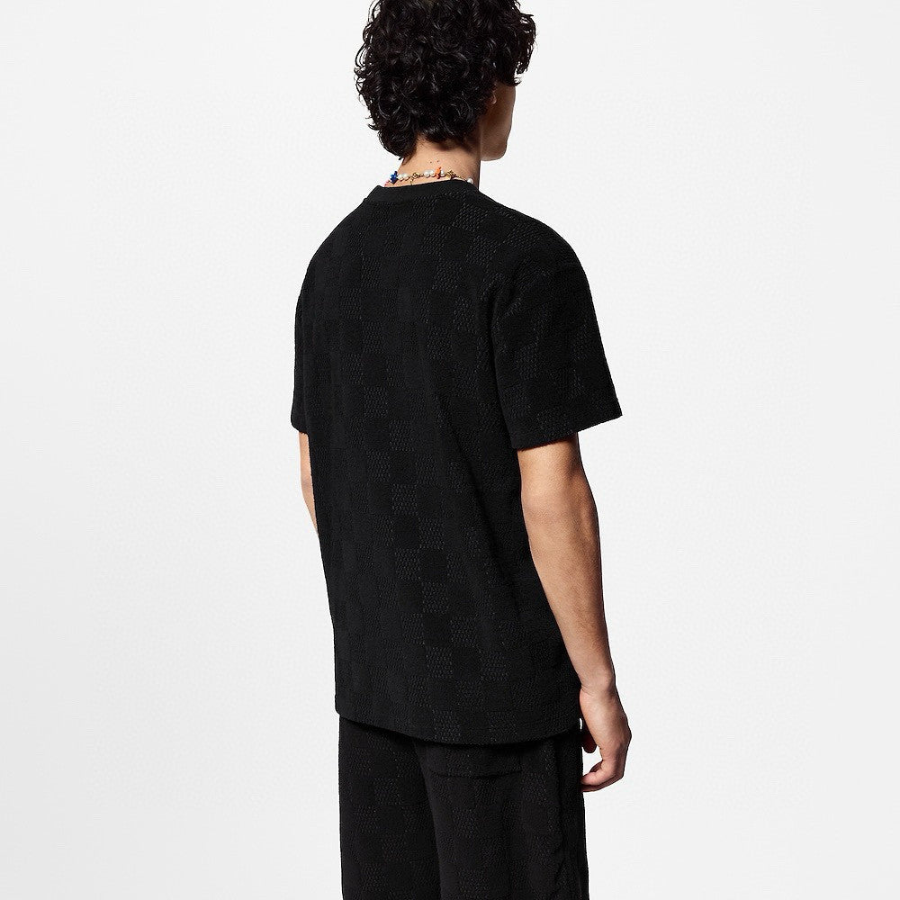 Louis Vuitton Men's Summer Black Embroidered Logo Printed Cotton Short Sleeve T-Shirt Casual Shorts Set Suit #76435