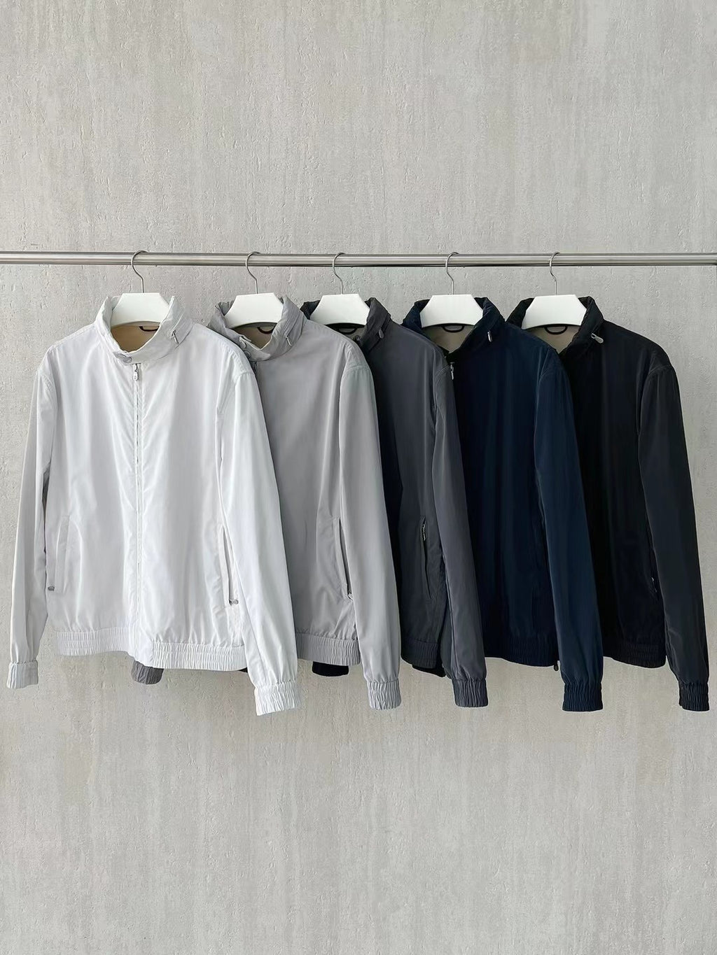 Brunello Cucinelli Men's Spring/Fall Fashion Casual Stand Collar Zipper Waist Elastic Long Sleeve Jacket #78776