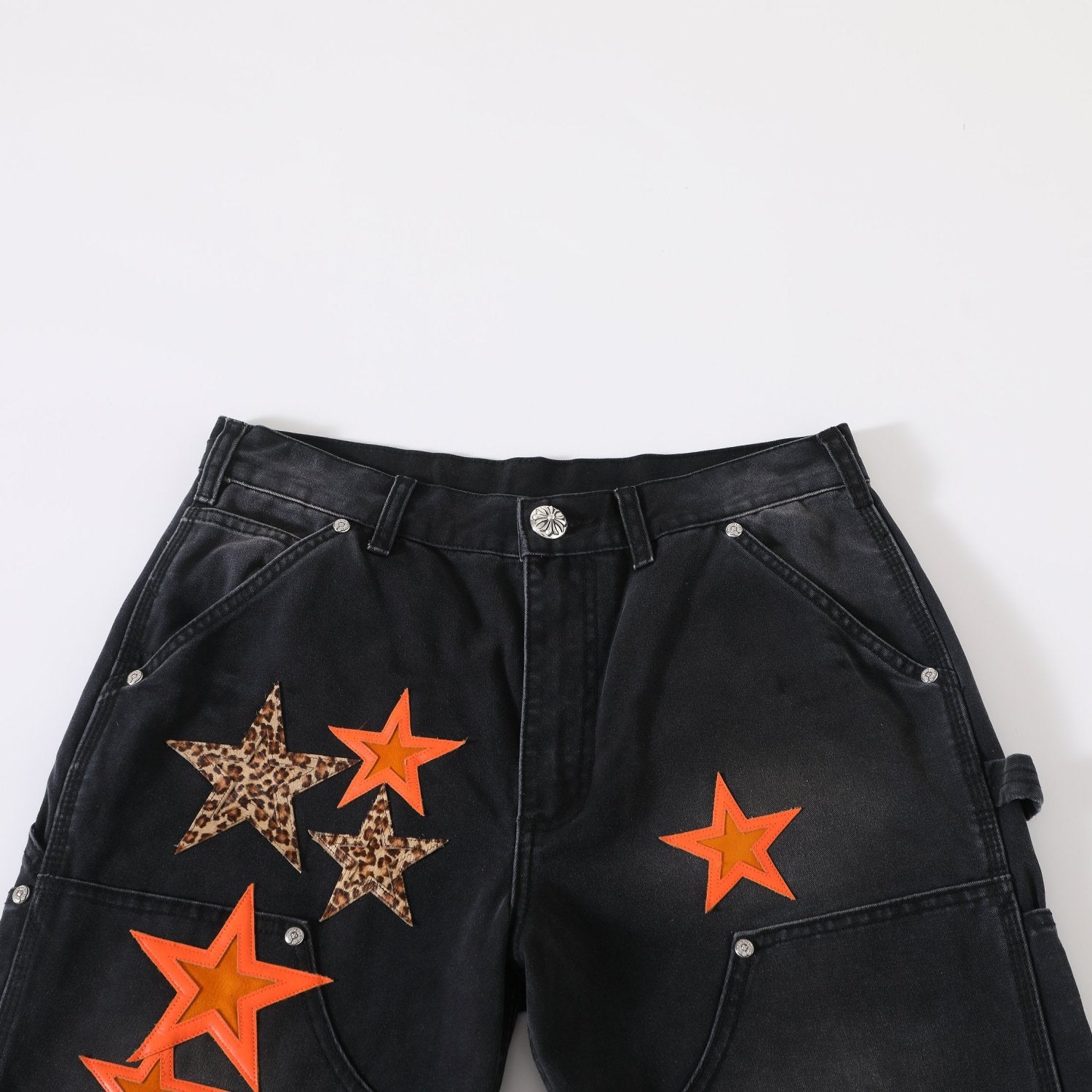 Chrome Hearts Men's And Women's Spring/Fall Fashion Casual Waist Button Star Icon Vintage Washed Carhartt Work Pants #79519