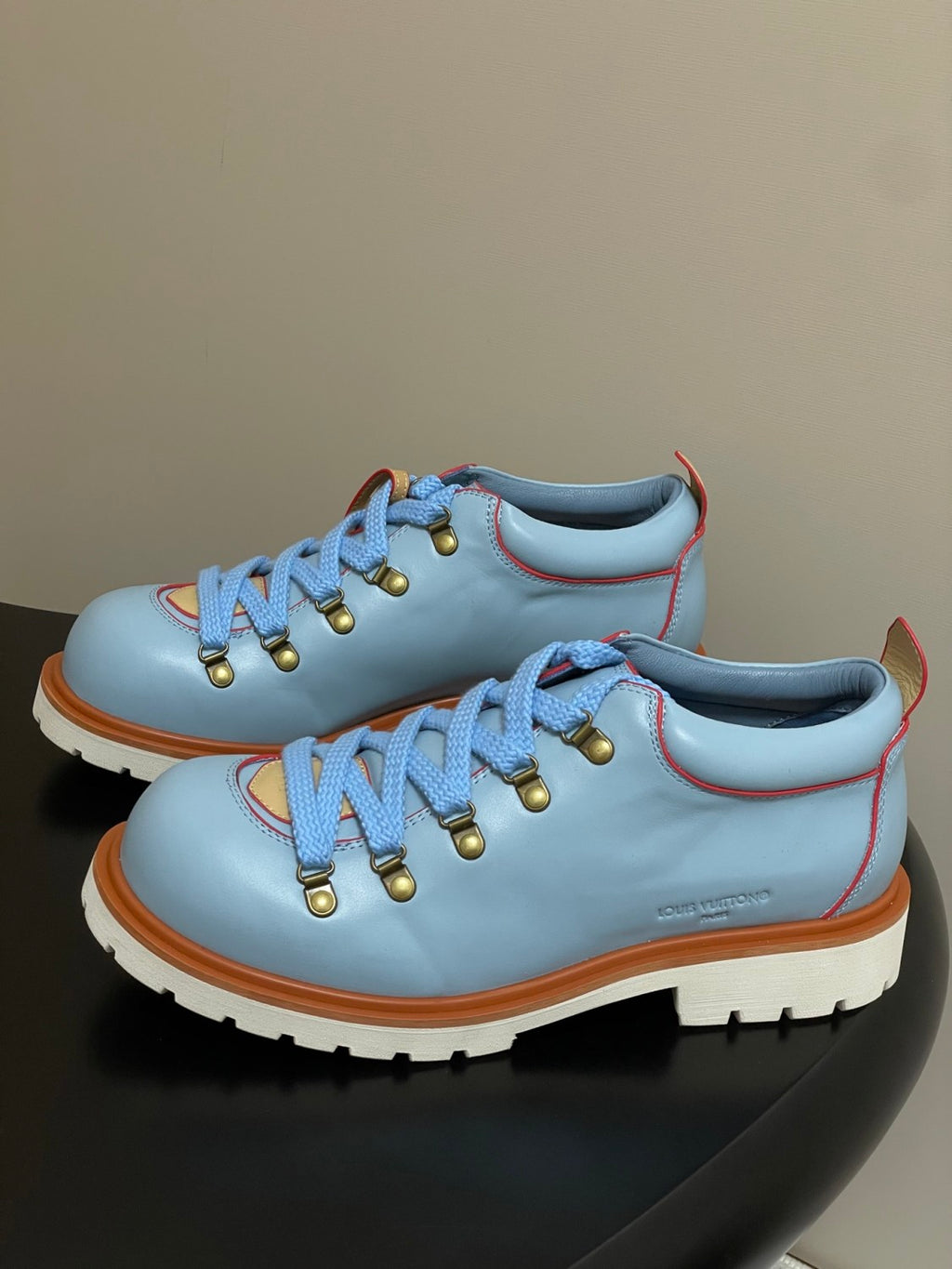 Louis Vuitton LV Remix Men's and Women's Summer Solid Color Cowhide Round Toe Lace-up Thick Sole Casual Shoes #77841