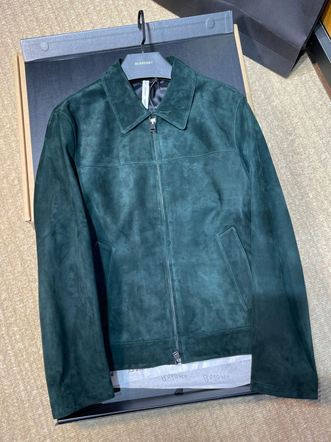 Brioni Men's Fall/Winter Fashion Classic Solid Color Lapel Zipper Suede Long Sleeve Jacket #79133