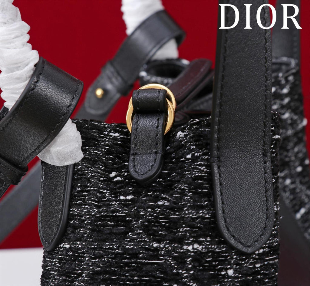 Dior Women's Solid Color Tweed & Leather Tote Shoulder Bag Bags #75973