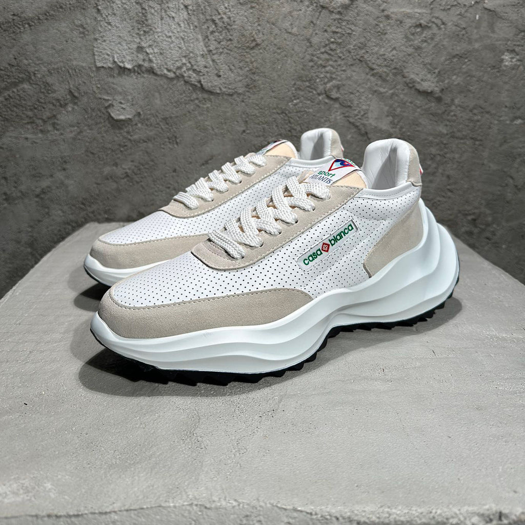 Casablanca Men's And Women's Spring/Fall Fashion Casual Round Toe Lace Up Breathable Leather Thick Sole Low Top Sneakers Shoes #78791