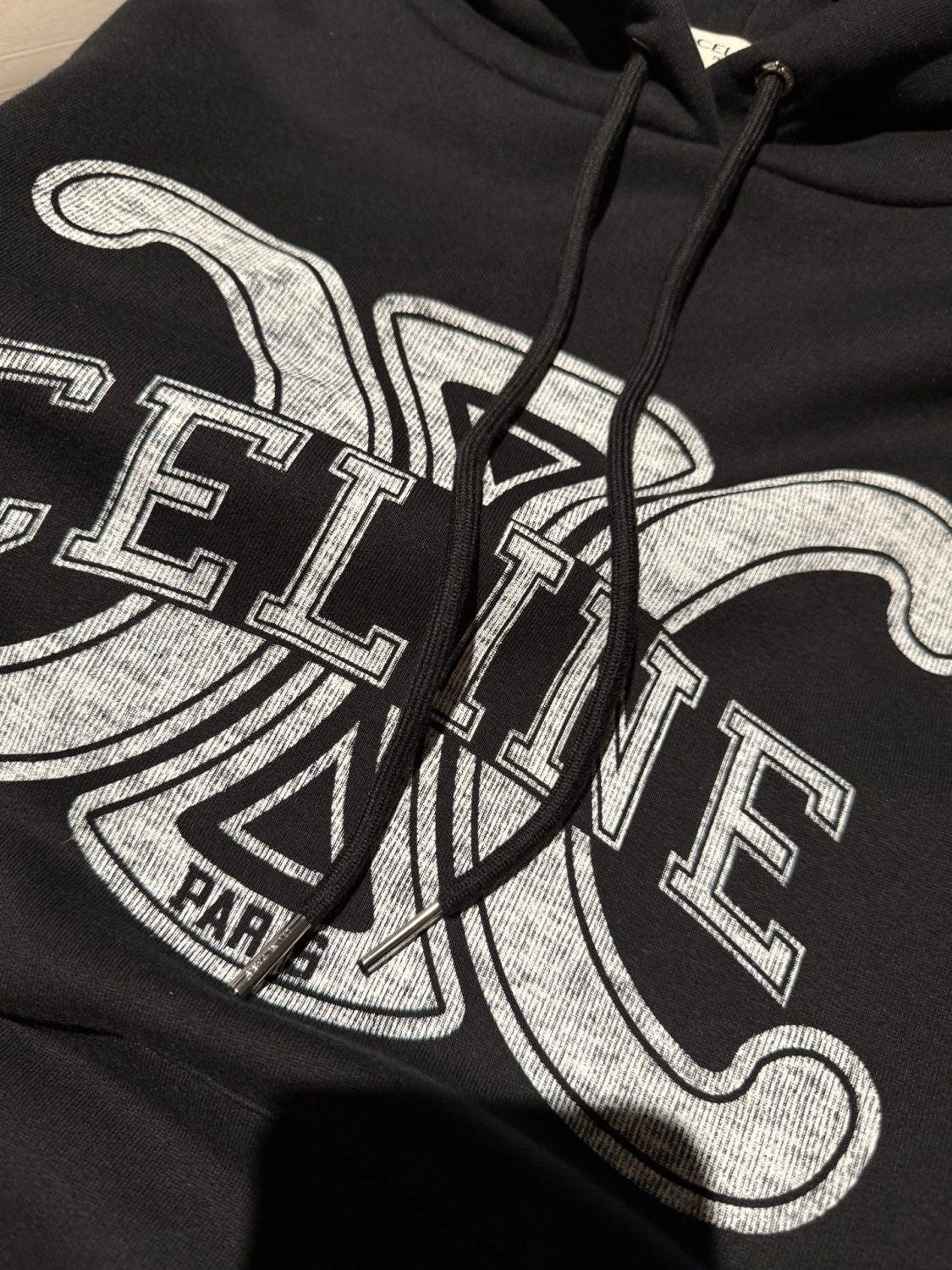 Celine Men's And Women's Spring/Fall Fashion Casual Solid Color Letter Print Hooded Pullover Oversized Long Sleeve Sweatshirt #78632