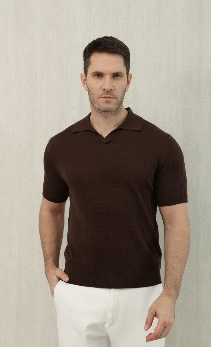 Loro Piana Men's Summer Refreshing Thin Knitted Lapel Short-sleeved Top Multicoloured Fashion Comfortable Temperament T-shirt Ngvp #9956