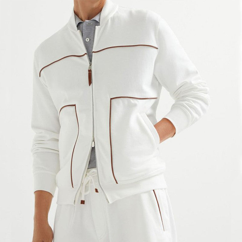 Brunello Cucinelli Men's Spring and Autumn Hooded Long Sleeve Cotton Casual Sports Sweatshirt Zipper Long Sleeve Jacket Ngvp #1766