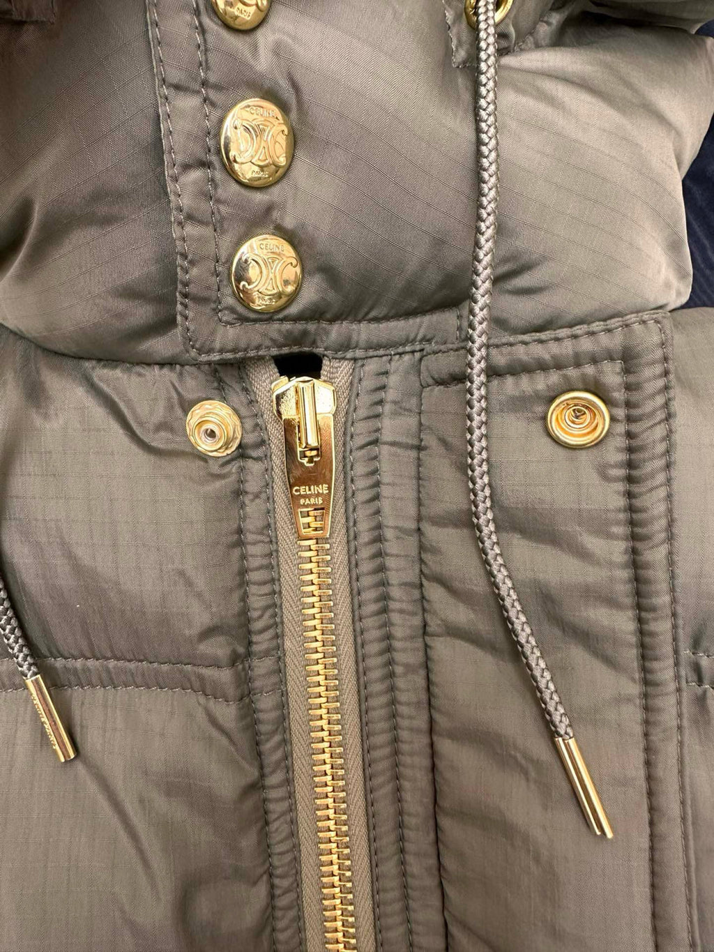 Celine Men's And Women's Winter Fashion Casual Hooded Zipper Single Button Solid Color Logo Embellished Long Sleeve Down Jacket #79123