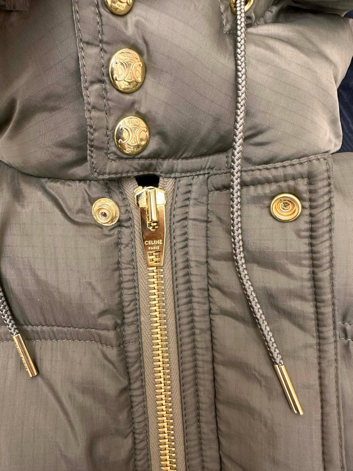Celine Men's And Women's Winter Fashion Casual Hooded Zipper Single Button Solid Color Logo Embellished Long Sleeve Down Jacket #79123
