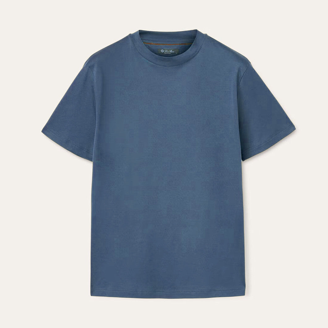 Loro Piana Men's Summer Solid Color Casual Fashion Round Neck Cotton Short Sleeve T-Shirt #98734