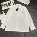 Prada Men's And Women's Spring/Fall Fashion Casual Solid Color Cotton Collared Single Button Long Sleeve Shirt #78891