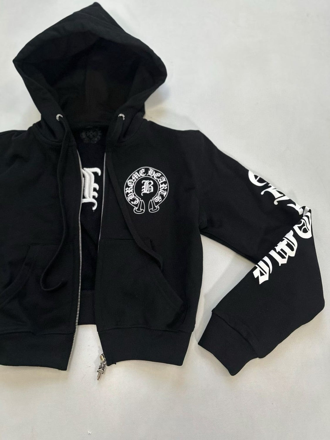 Chrome Hearts Women's And Men's  Spring/Fall Fashion Casual Solid Color Letter Print Hooded Zipper Short Jacket #78689