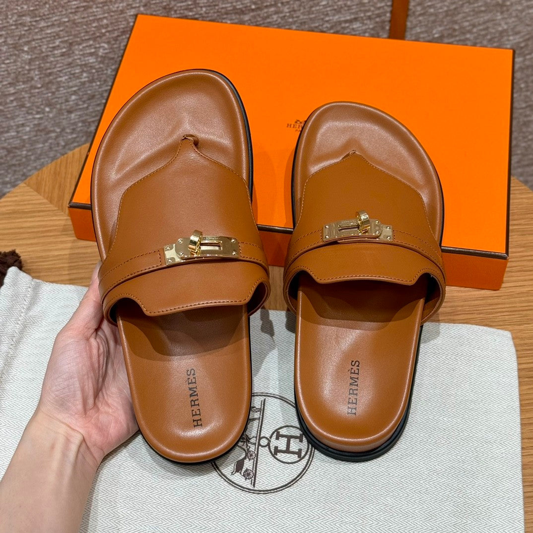 Hermes Men Women Spring Summer Autumn Empire Slippers Solid Color Suede Rubber Bottom Comfortable Casual Flat Sandals Shoes #81196