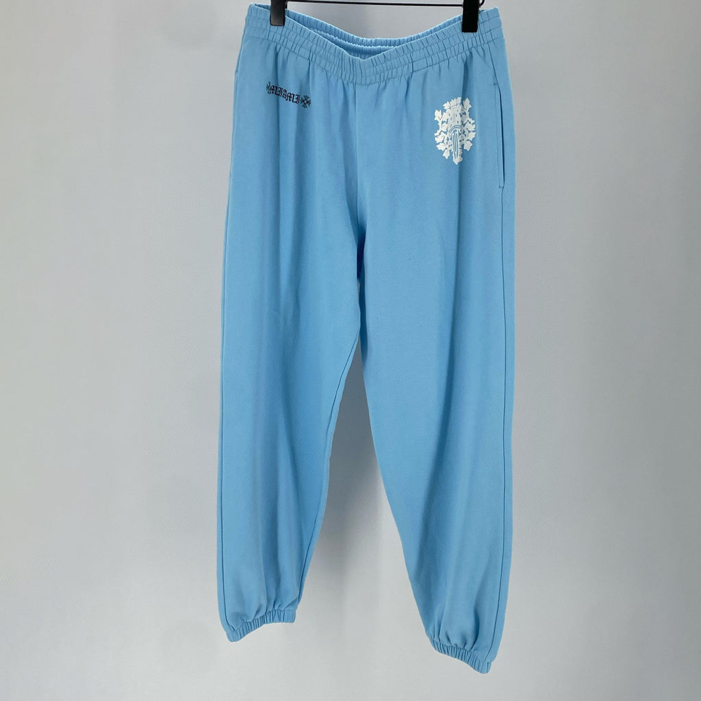 Chrome Hearts Men's Autumn and Winter Blue Long Sleeve Hooded Sweatshirt Stretch Sweatpants Pants Set Suit #97987