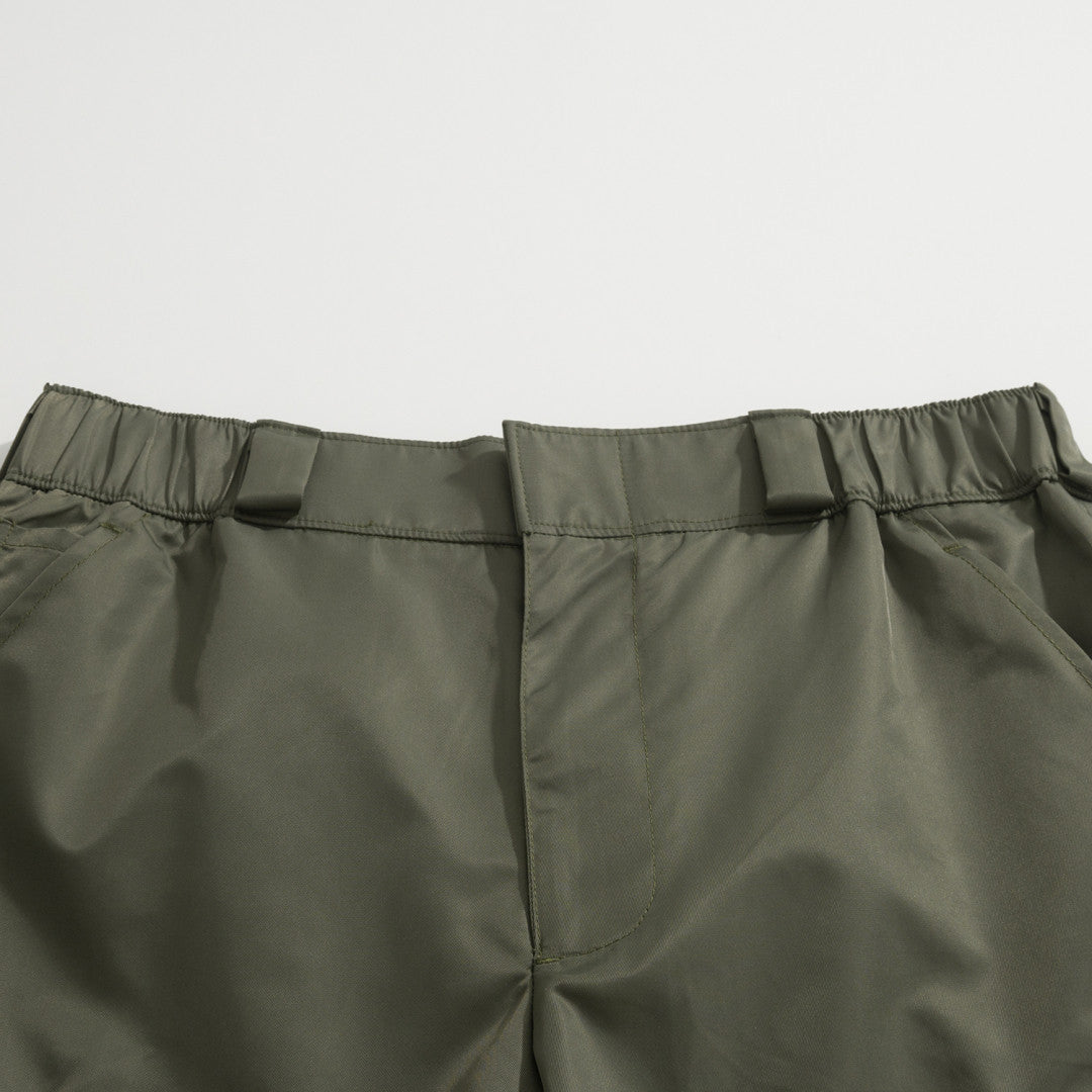Prada Men's Summer Nylon Multi-Pocket Elastic Waist Solid Color Casual Work Shorts #81195