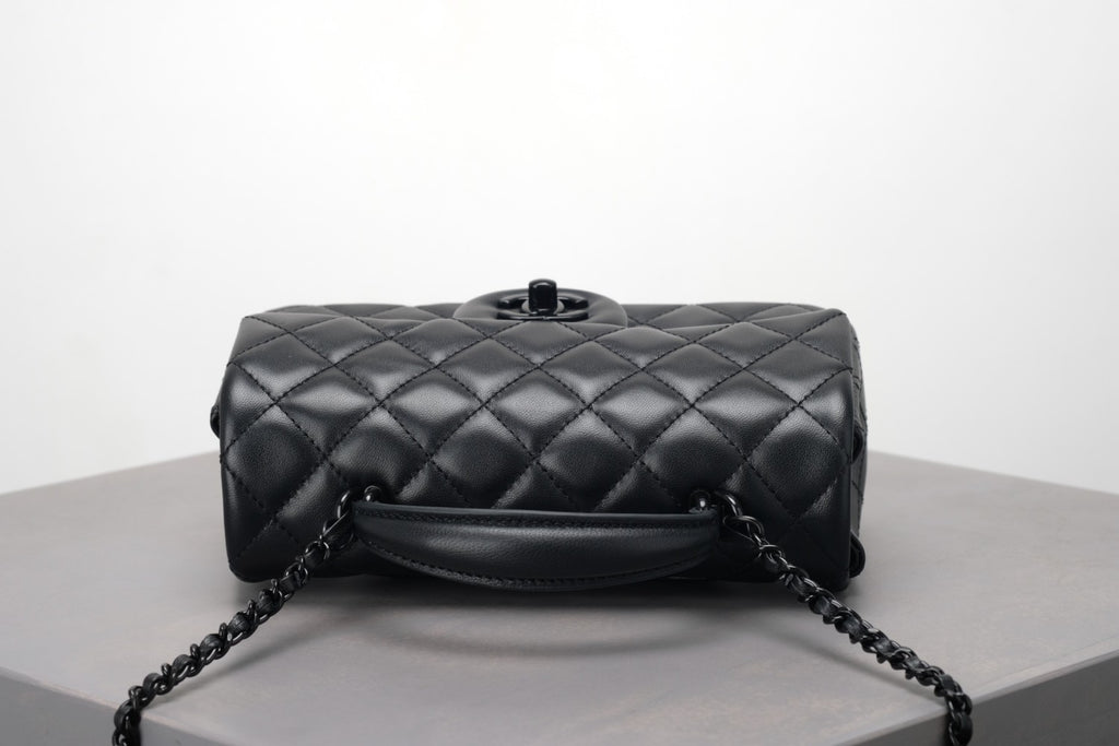 Chanel So Black Quilted Lambskin Mini Rectangular Classic Single Flap #378297