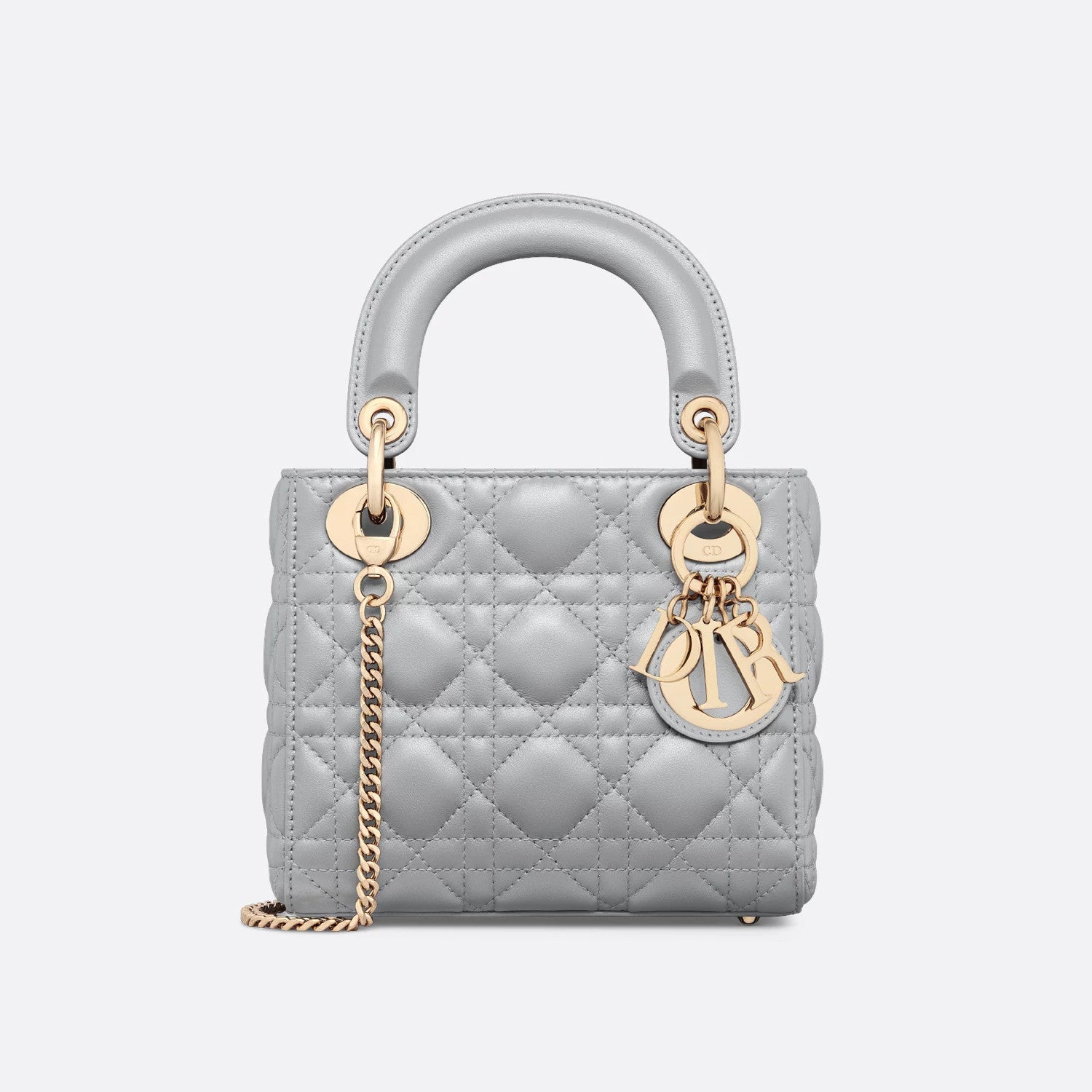 Dior Lady Women's Solid Color Metal Pendant Removable Chain Shoulder Strap Wicker Pattern Sheepskin Leather Single Shoulder Crossbody Handbag Bag Bags #77983