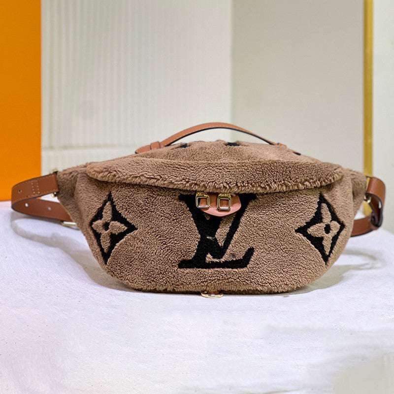 Louis Vuitton Women's Marsupio Teddy Waist Bag Crossbody Monogram Double-zip New Fashion Handbag Bags M11799 #82132A