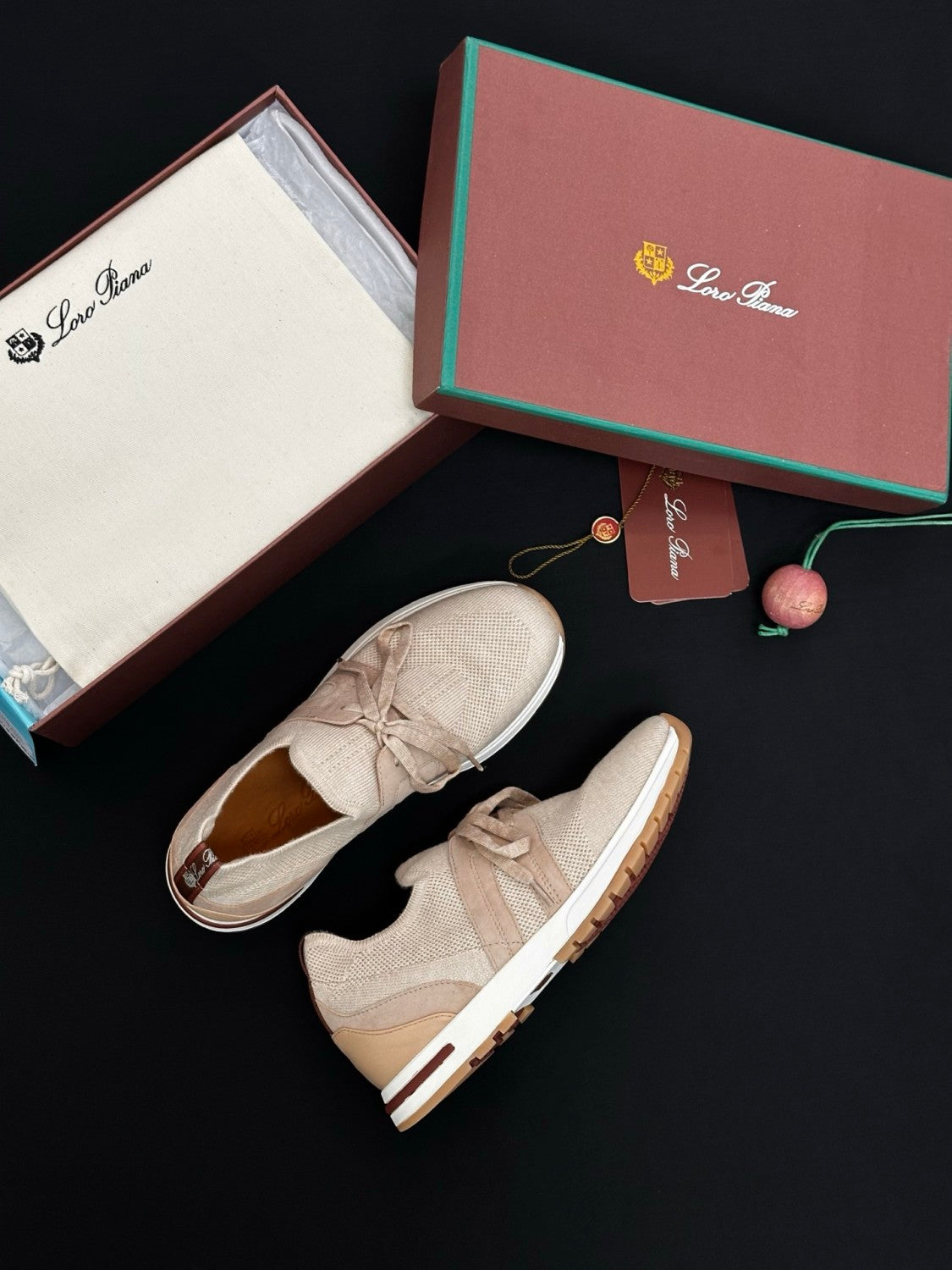 Loro Piana Lady Flexy Walk Sneaker Wish Wool Ancient Sandstone Low Top #383060