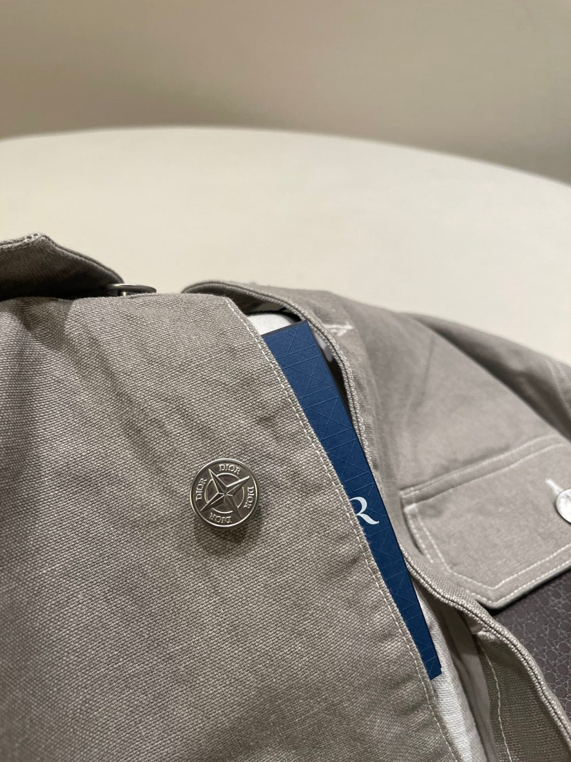Dior Men's Spring And Fall Logo Patch Pockets Lapel Single breasted Loose Long Sleeved Denim Jacket #73474
