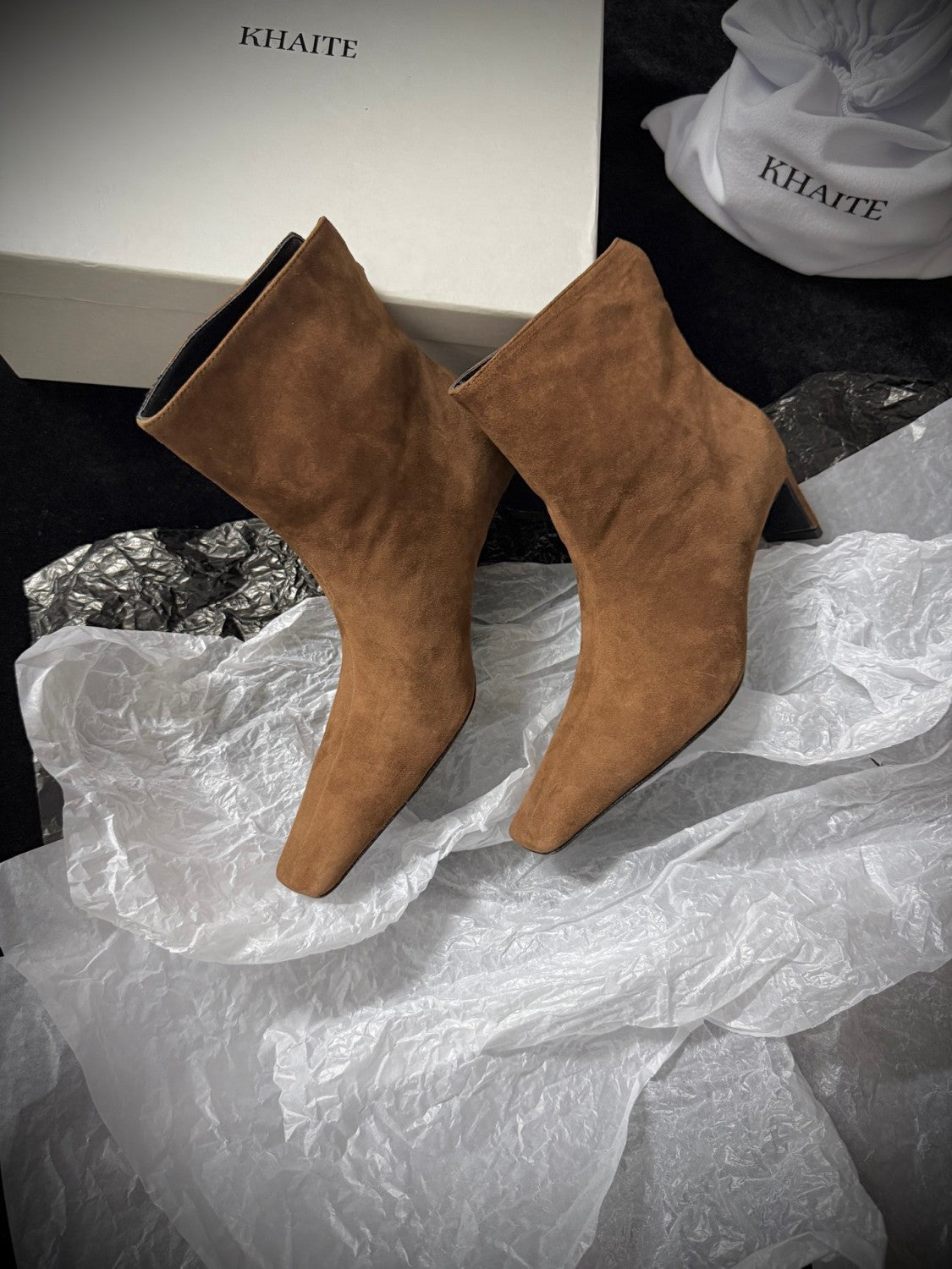 Khaite Ona Ankle Boot  Women's Fashionable Autumn/winter Mid-calf Boots Stylish Fashionable And Sexy Snake-print Short Shoes #2171