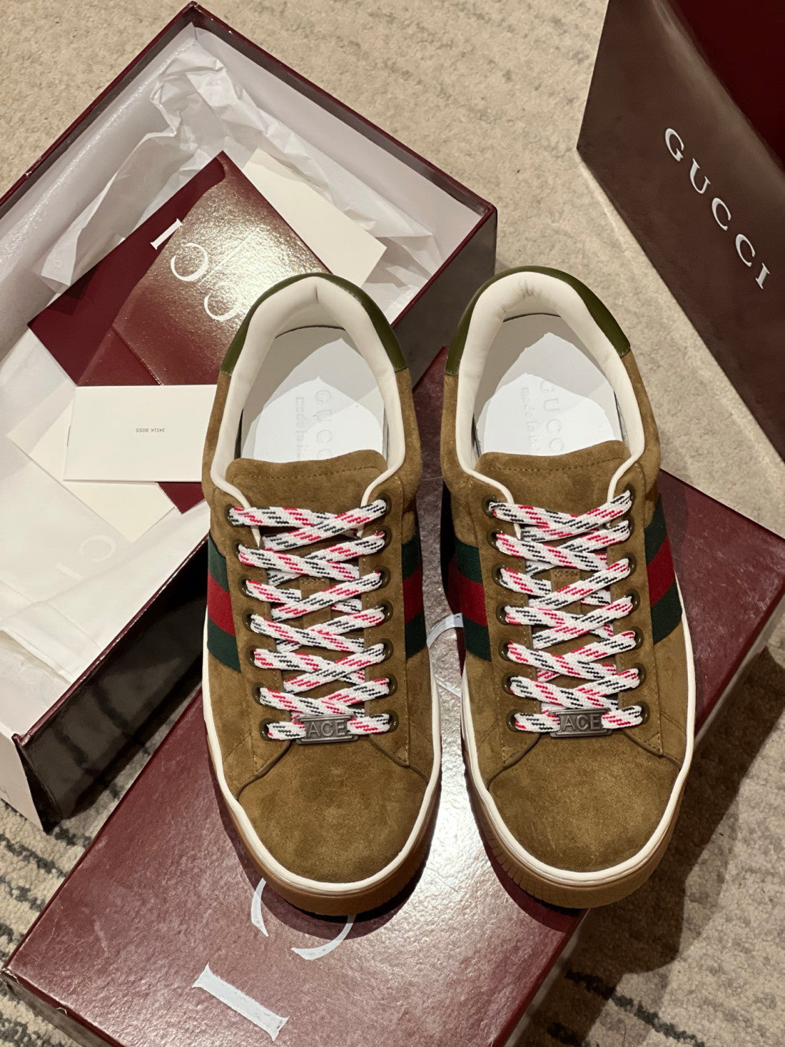 GUCCI Men's Gucci Ace sneaker with Web suede #337178
