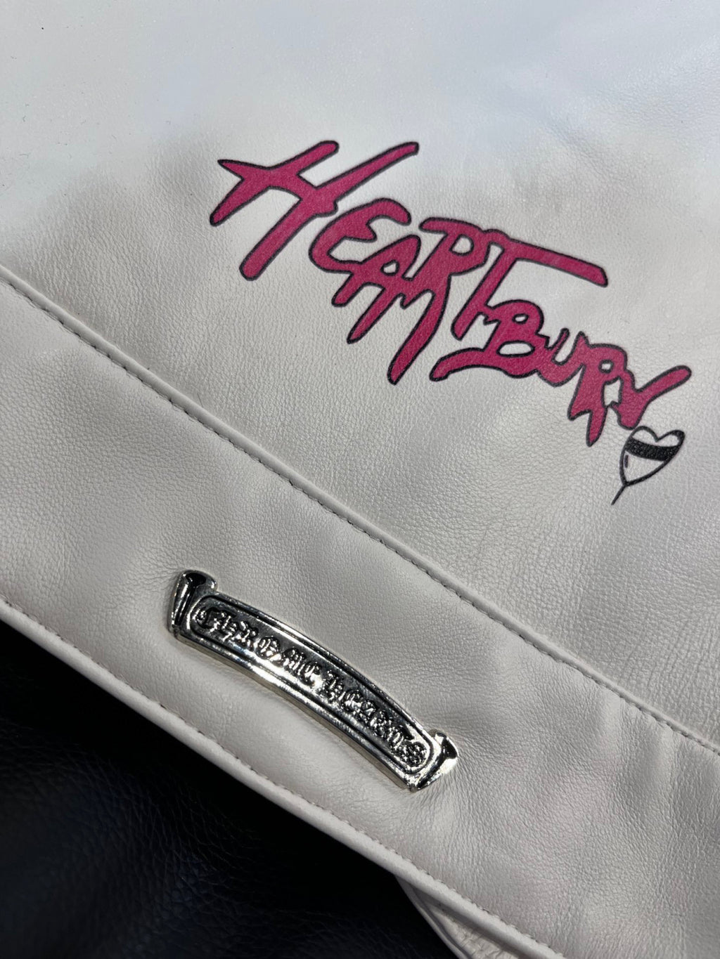 Chrome Hearts Graffiti Leather Jacket With White Zip #96389