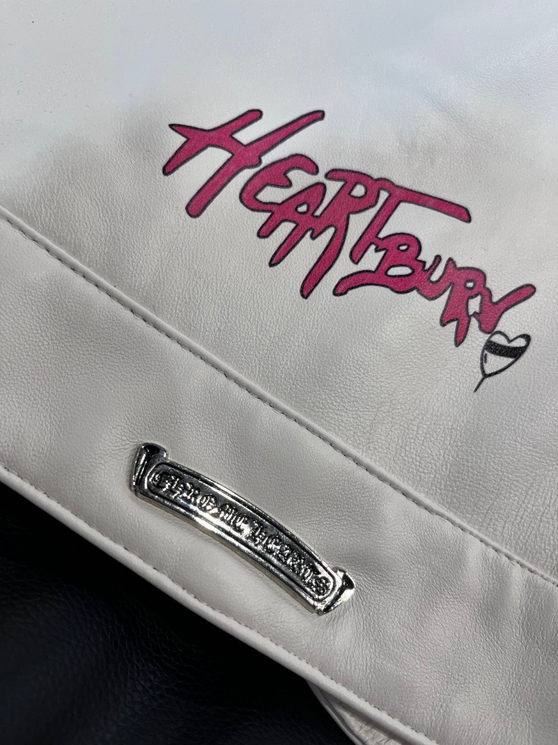 Chrome Hearts Graffiti Leather Jacket With White Zip #96389