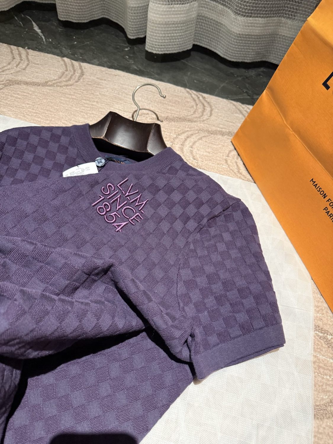 Louis Vuitton Damier Jacquard Short-Sleeved Crewneck #337091