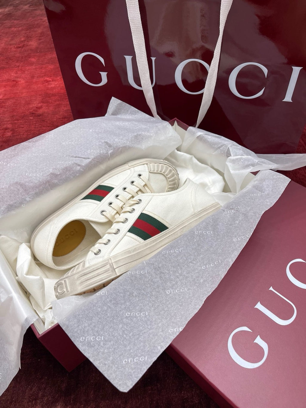 Gucci Men's Round Toe Comfort Webbing Thick Sole Low Top Sneakers Shoes #76413