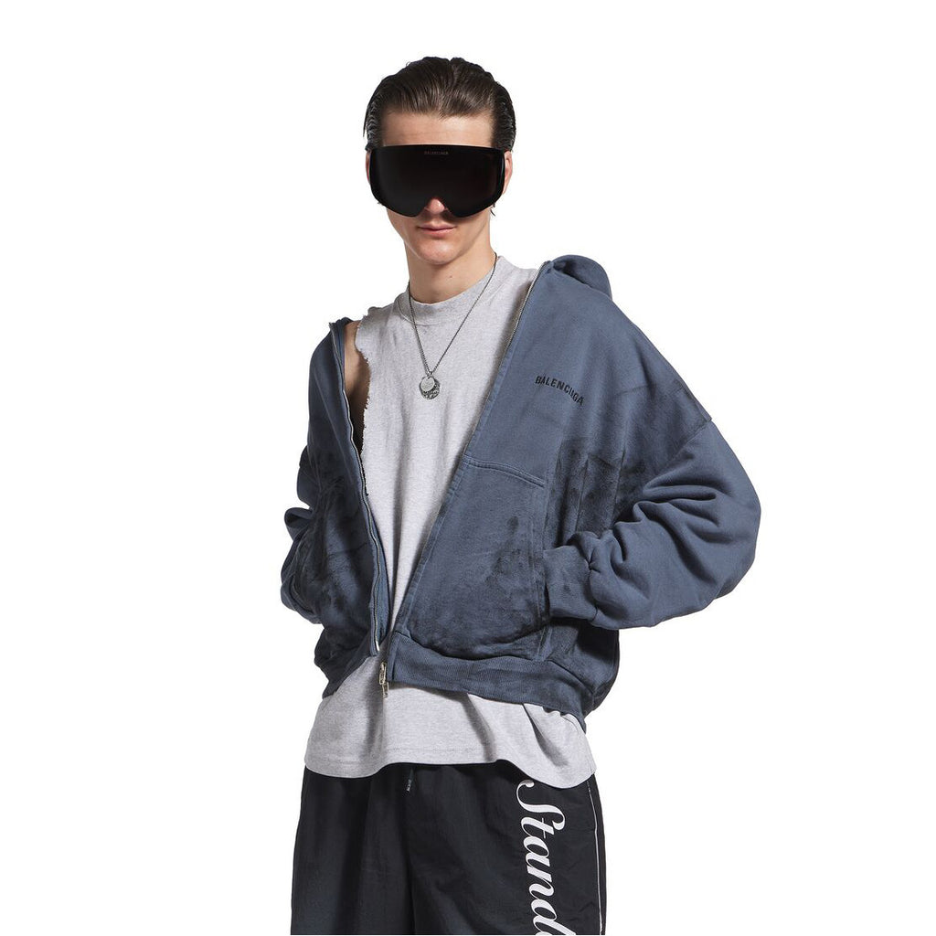 Balenciaga Men's Spring/Fall Fashion Casual Hooded Zipper Sweatshirt Jacket with Embroidered Letters Jacket #78815