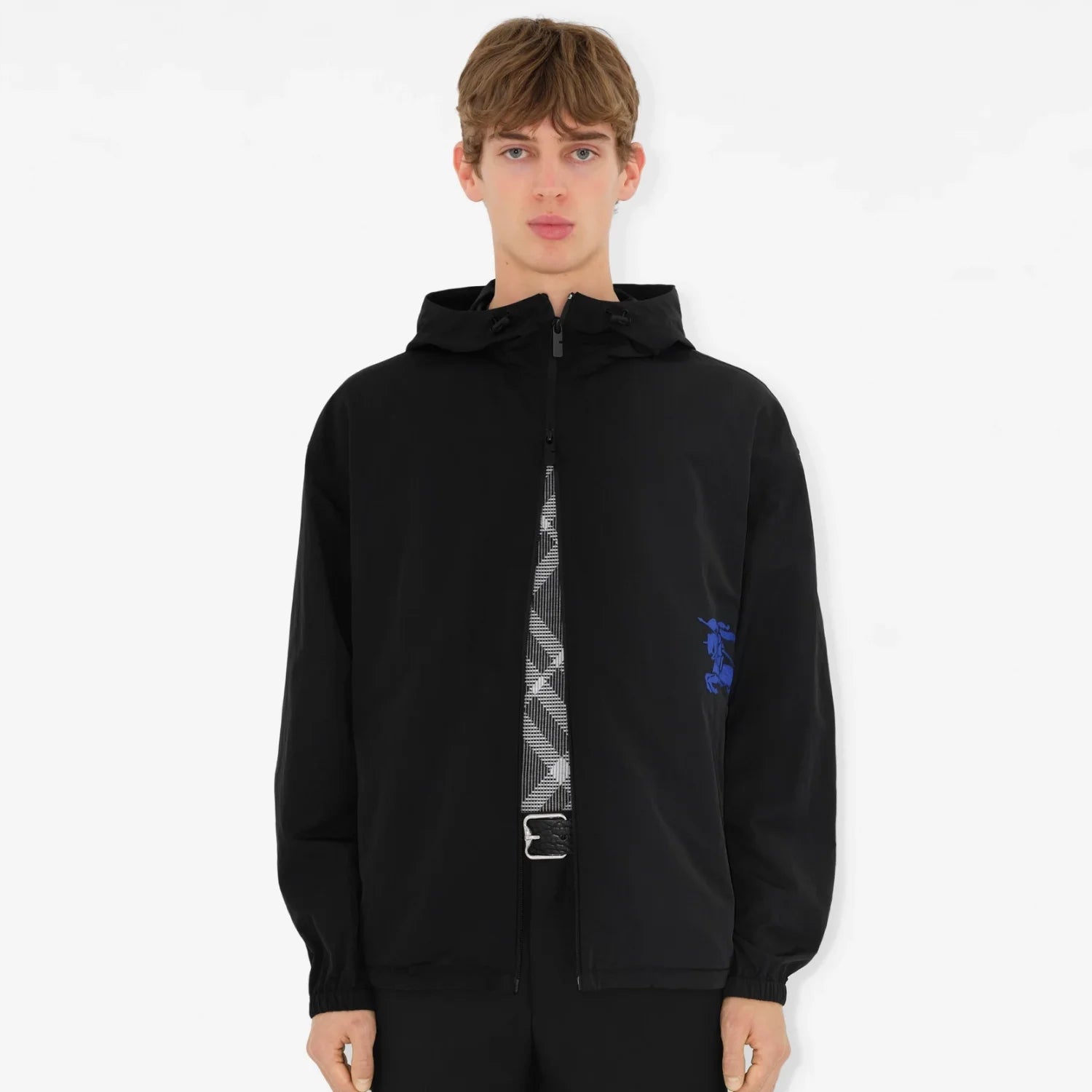 Burberry Men's Spring and Autumn Solid Color Logo Printed Hooded Zipper Long Sleeve Jacket #72149