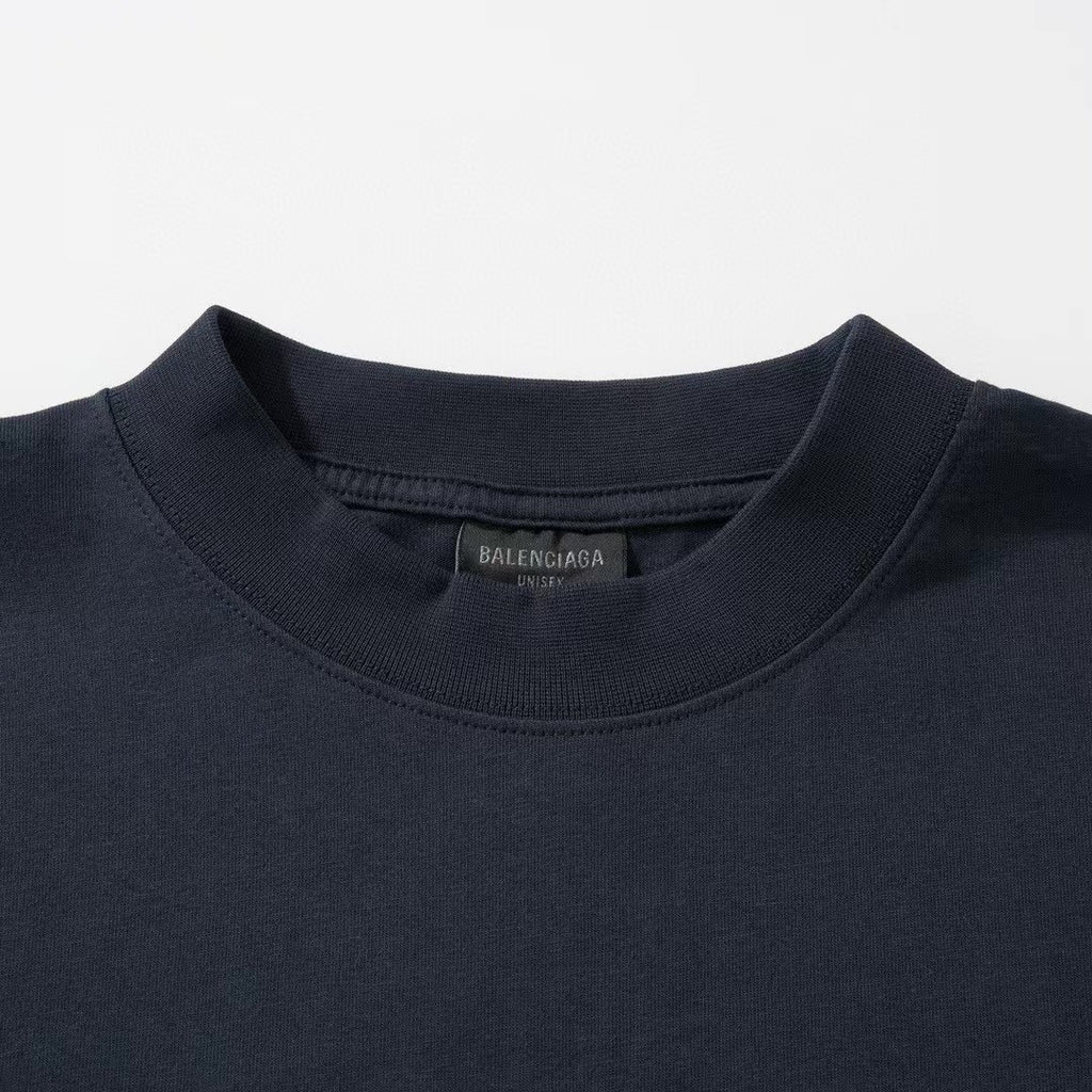Balenciaga Men's Summer Vintage Plain Knit Fabric Short Sleeve 3b Sports Icon T-shirt Medium #97137