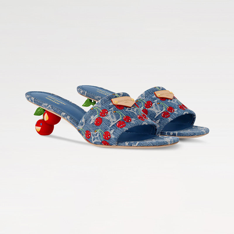 Louis Vuitton  x TM Lily Series Summer Logo Embroidery Solid Color Cool Slippers With Exposed Toes And A Unique Heel Height Of 5.5cm Casual Shoes #81735