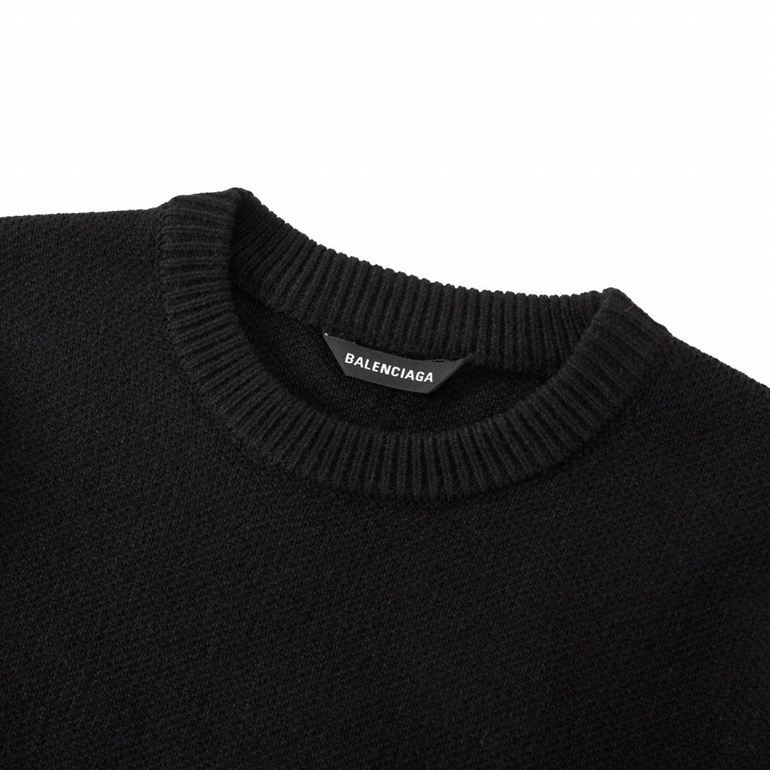 Balenciaga Men's And Women's Spring And Autumn Solid Color Round Neck Long Sleeve Loose Fit Knitted Sweater Pullover #72499