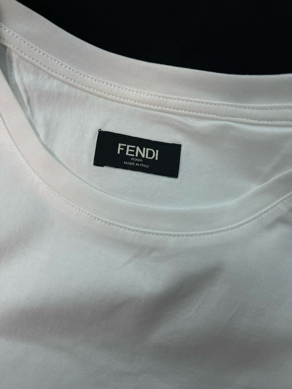 Fendi Men's Summer Solid Colour Logo Embroidered Jacquard Applique Plain Cotton Round Neck Short Sleeve T-Shirt #99372