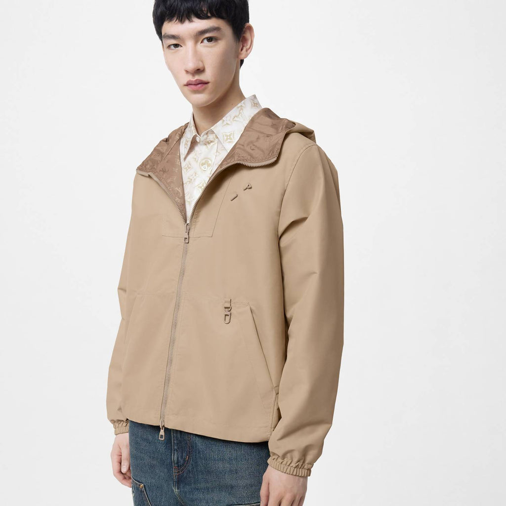 Louis Vuitton Monogram Reversible Nylon Windbreaker Men's Spring and Autumn Solid Color Logo Full Print Reversible Long Sleeve Zipper Jacket #98178