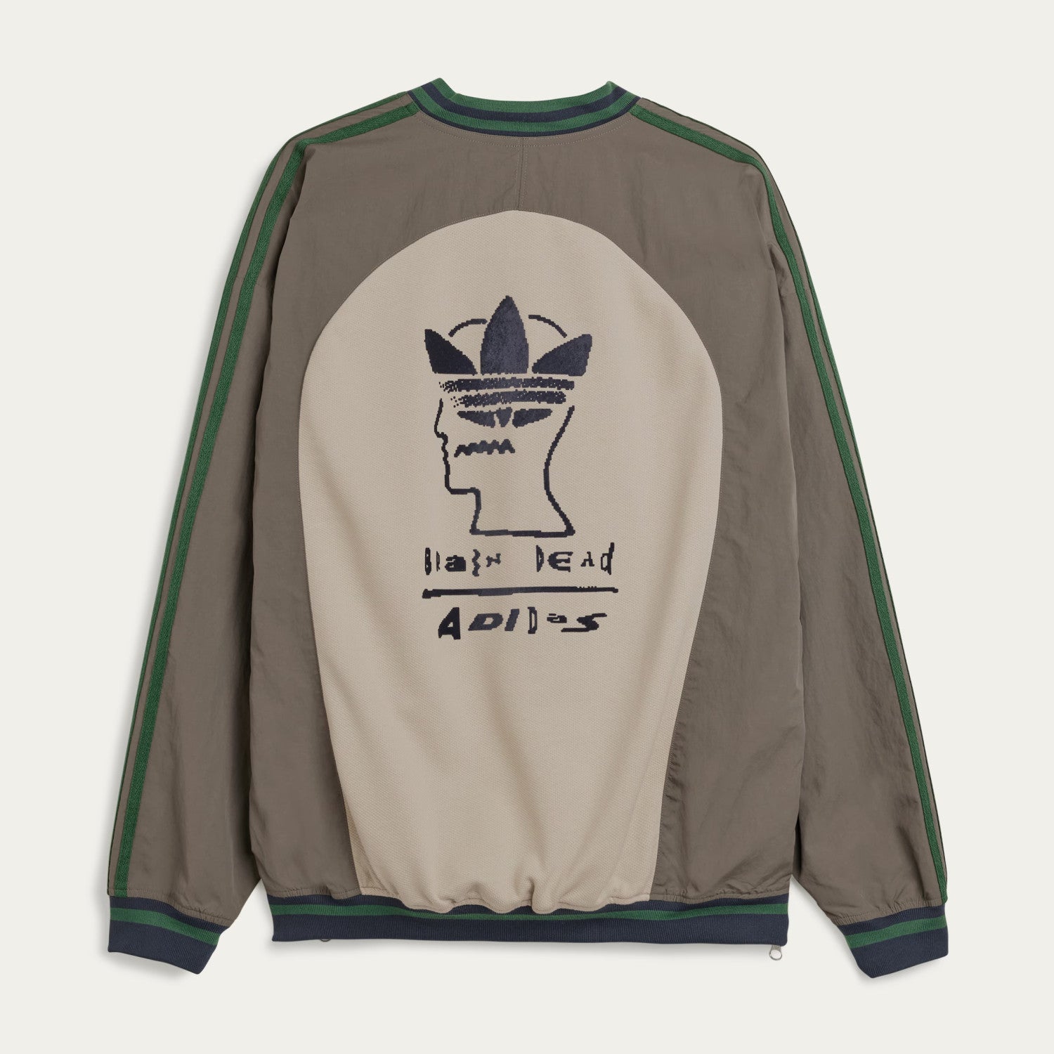 Adidas x Brain Dead Men's Spring/Summer Autumn Retro Color Contrasting Sports V-neck Hoodie Logo Long Sleeve Sweatshirt #81714