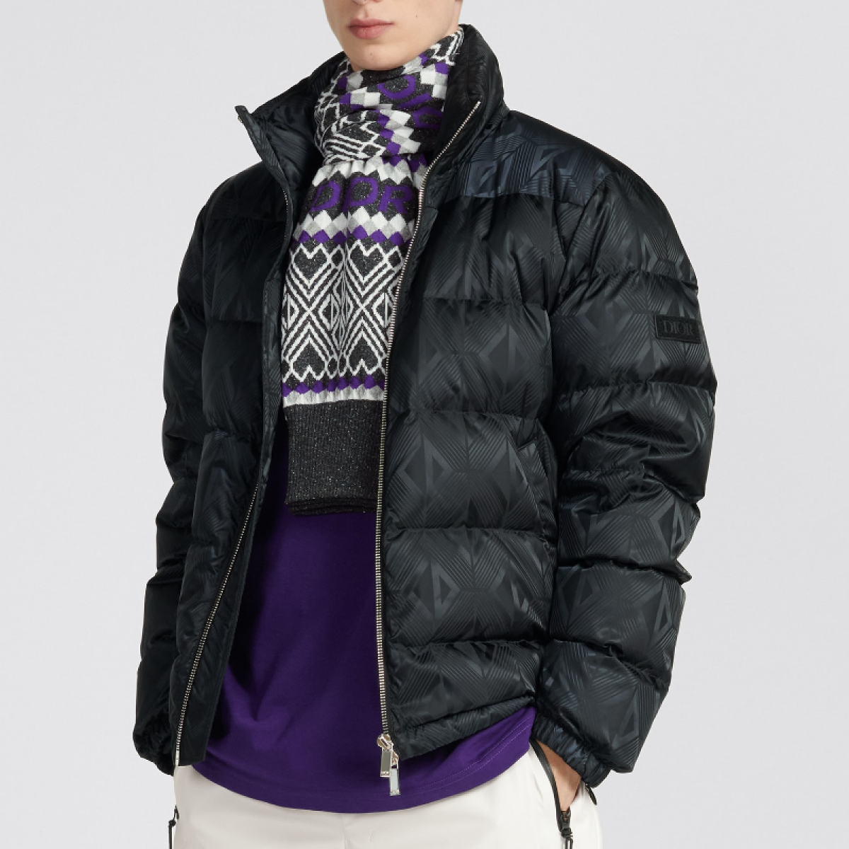 Dior Men's Fall/Winter Stand-Up Collar Logo All-Over Print Zipper Solid Color Casual Long-Sleeve Warm Puffer Down Jacket #81528