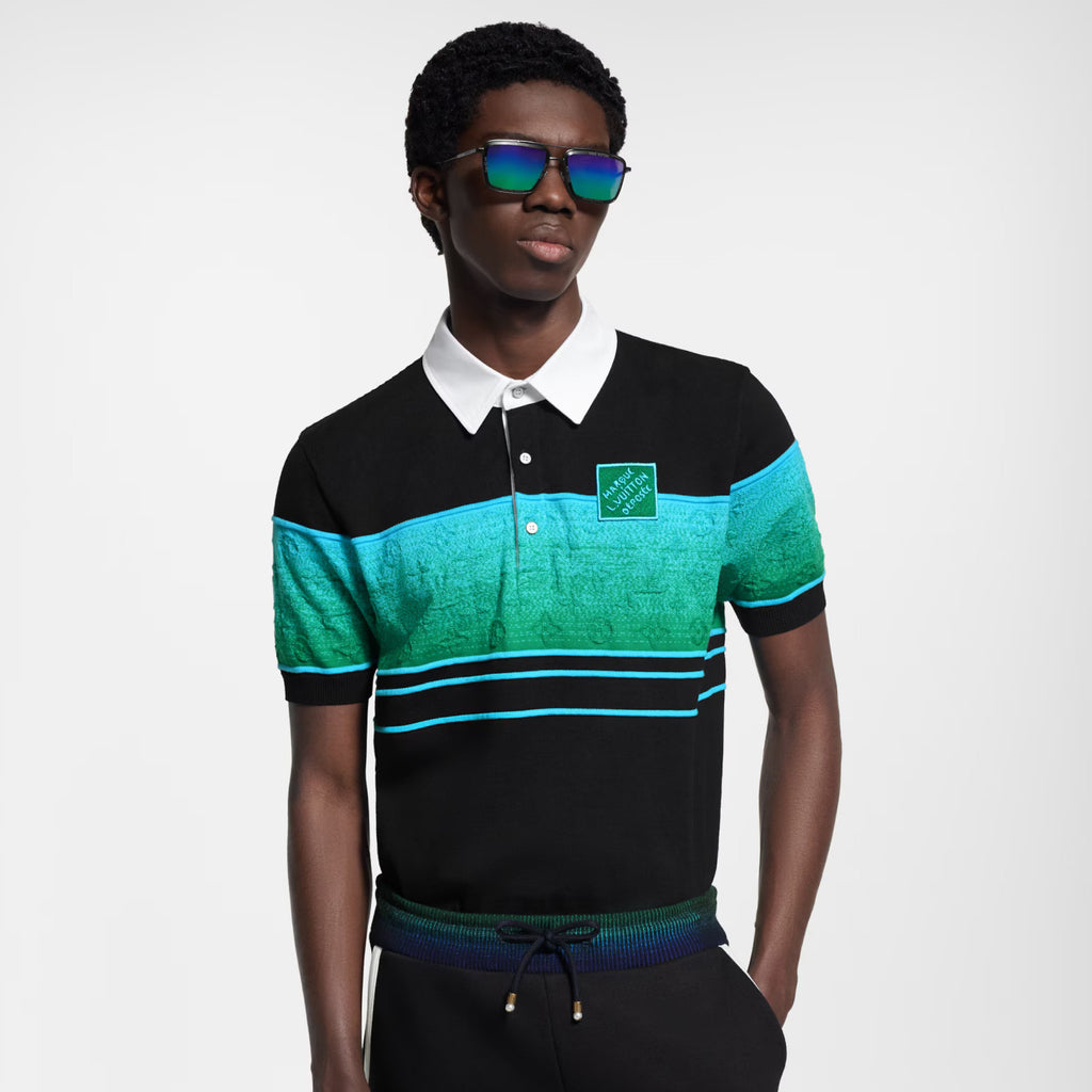Louis Vuitton Men's Summer Colorblock Logo Print Polo Neck Cotton Short Sleeve T-Shirt #76235