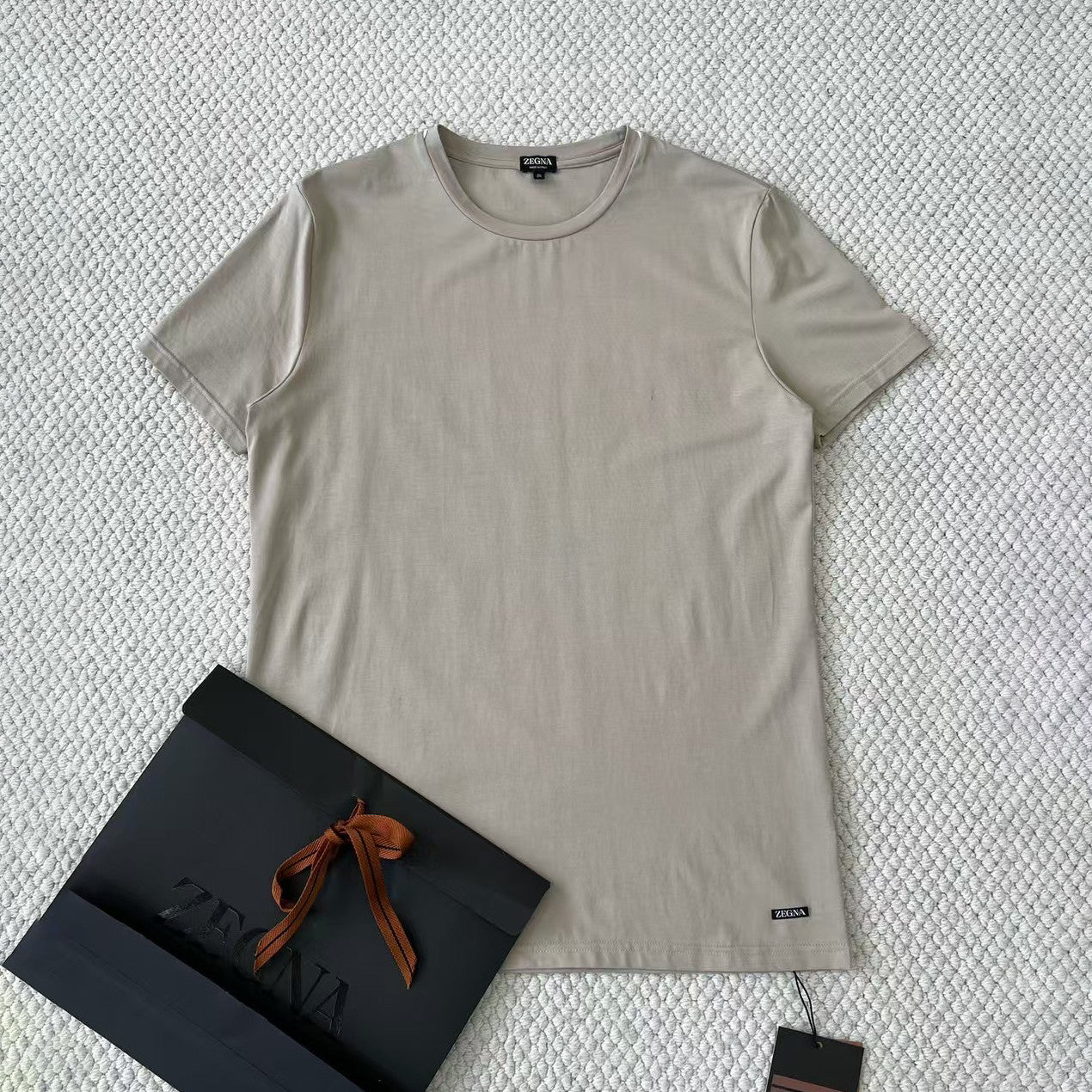 Ermenegildo Zegna Men's Summer Solid Color Cotton Crew Neck Short Sleeve T-Shirt - Breathable & Casual Summer Wear #75691